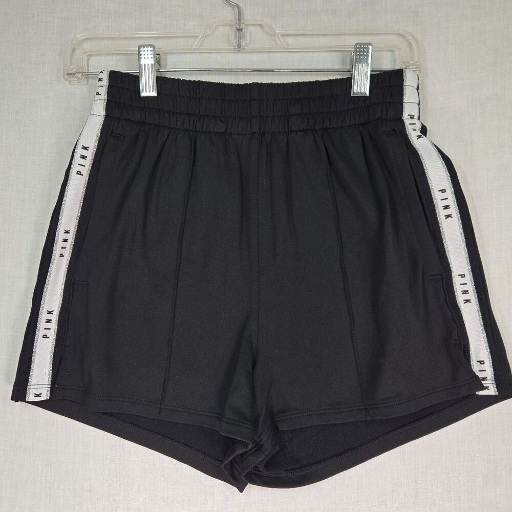 PINK by Victoria' Secret Womens Black/White Small Athletic Shorts Pockets Sports